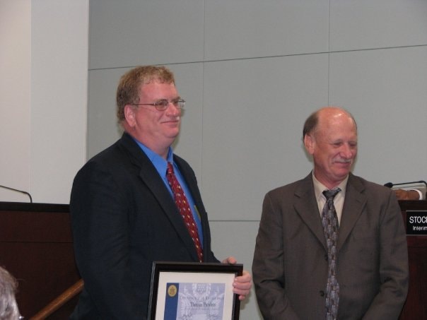 Thomas Penders accepting the Jefferson Award for Public Service